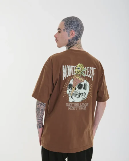 Camiseta Regular Estampada Vase - Marrom