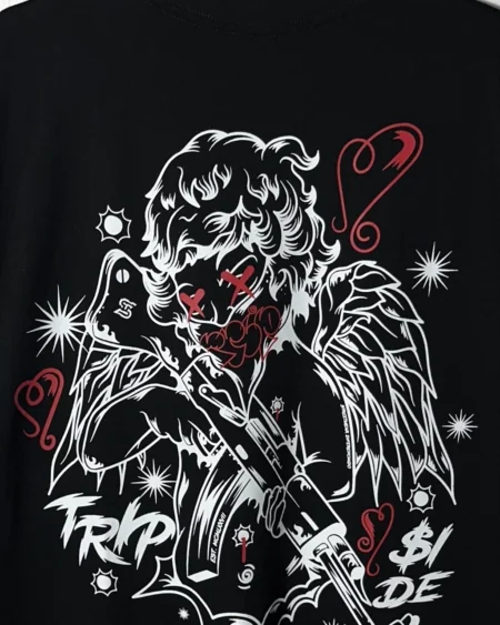 Camiseta Oversized Angel - Preta